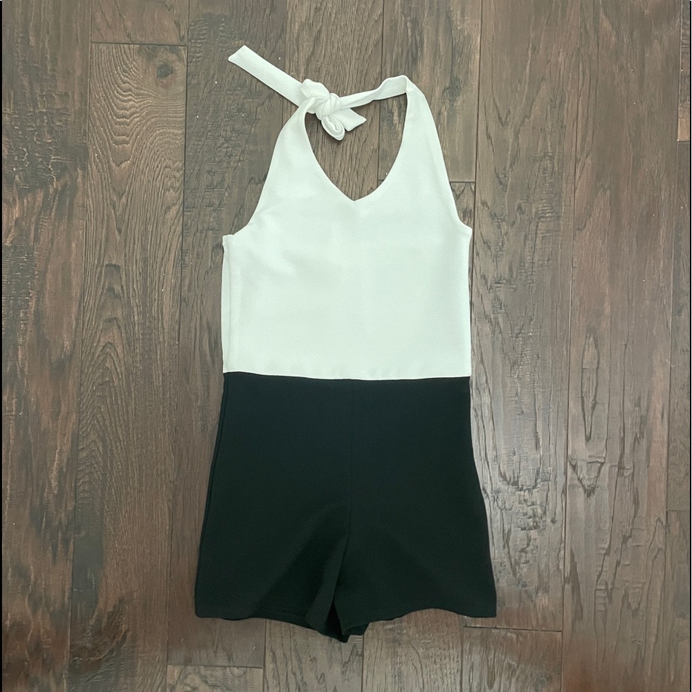 Black and White Tie Romper